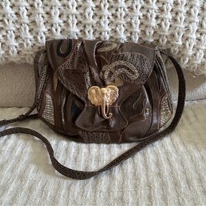 Vintage NAS Elephant Crossbody Bag NWT Faux Frogskin Patchwork Rare Boho